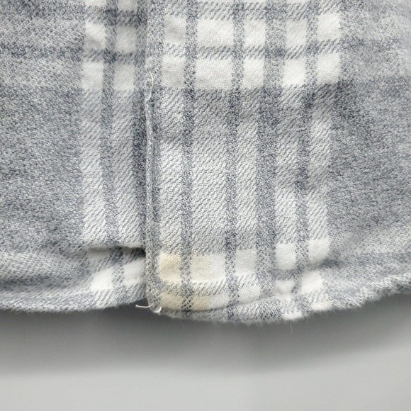 J Crew 100% Cotton Flannel Plaid Gray Button Down Shirt Large - Picture 11 of 12